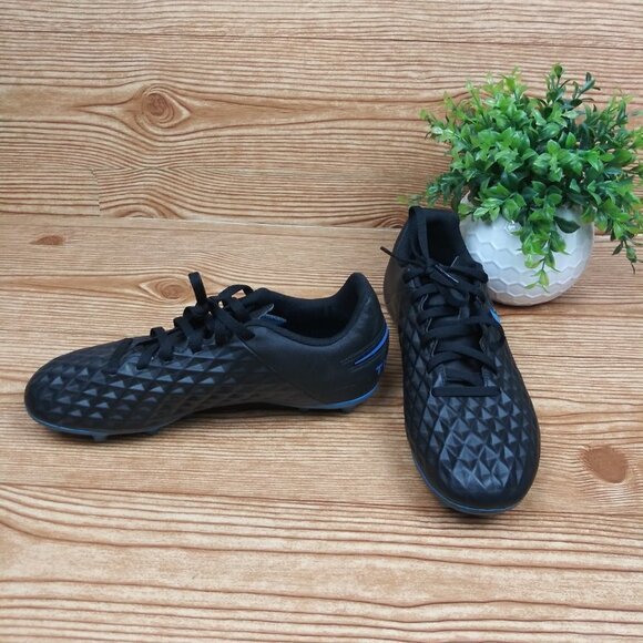 KID'S TIEMPO LEGEND 8 CLUB MULTI-GROUND CLEATS - BLACK/BLUE HERO SIZE 6Y - Picture 1 of 8